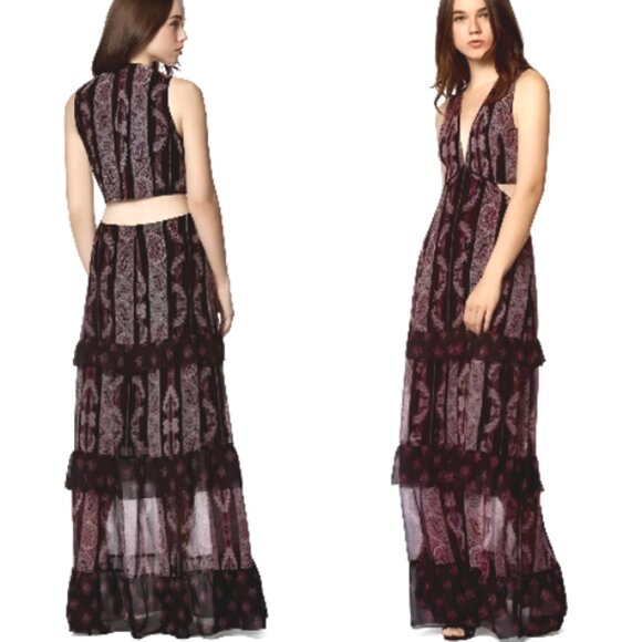 Avec Les Filles Dresses & Skirts - NWT AVEC LES FILLES Paisley-Print Tiered Maxi Dress Size 8